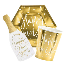 Kubeczki talerzyki serwetki na Sylwestra Happy New Year zestaw zes-SYL4