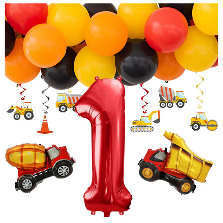 Zestaw na 1 urodziny balony budowa betoniarka wywrotka zes-BUD11