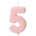 Świeczka na tort cyferka 5 różowa pastelowa jasna 5,5cm 1 sztuka SCU10-5-081J