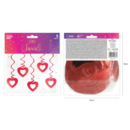 Świderki Serca dekoracja na Walentynki 85cm 5 sztuk 149362