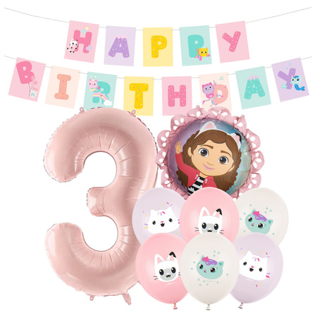 Balony na 3 urodziny Koci Domek Gabi zestaw zes-GABI19