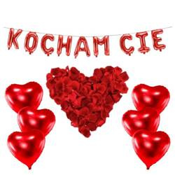 Balony na Walentynki płatki róż czerwone zestaw zes-WAL4