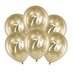 Balony na 70 urodziny Glossy złote 30cm 6 sztuk CHB14-1-70-019-6