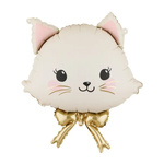 Balon foliowy Kotek z kokardką kremowy 50 x 60 cm 1 sztuka FB370