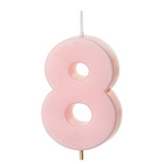 Świeczka na tort cyferka 8 różowa pastelowa jasna 5,5cm 1 sztuka SCU10-8-081J