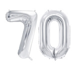 Balony na 70 urodziny srebrne 86cm foliowe FB1M-70-018