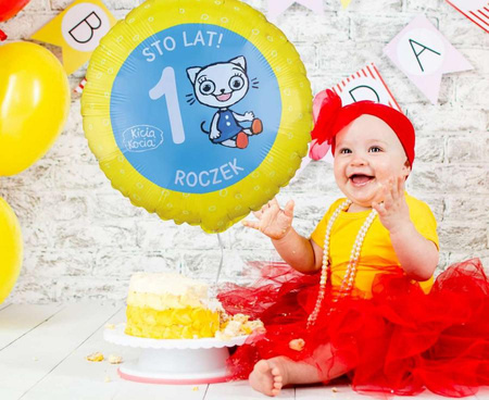 Balon Kicia Kocia Roczek okrągły foliowy 36cm Godan 1 sztuka FG-OKK1
