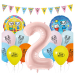 Balony na 2 urodziny Kicia Kocia girlanda kolorowe dekoracje zestaw zes-KICIA7