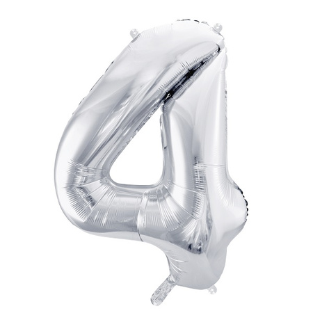 Balon foliowy 4 srebrny 86cm 1szt FB1M-4-018