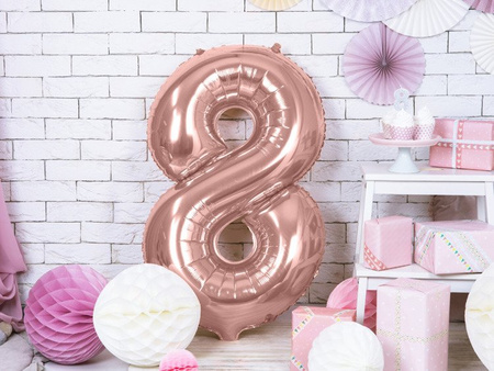 Balon foliowy cyferka 8 różowe złoto 86cm 1 sztuka FB1M-8-019R