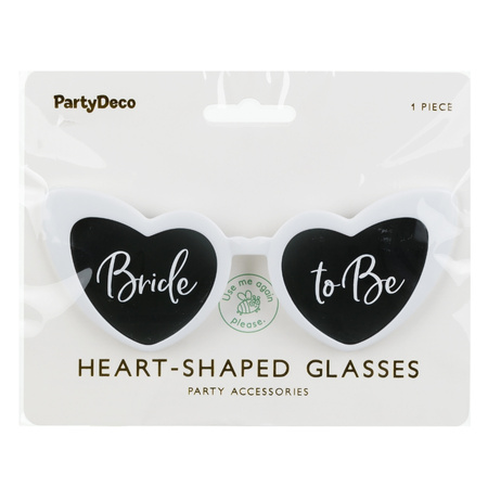 Okulary na Wieczór Panieński Bride to Be serduszka białe 1 sztuka OKR32
