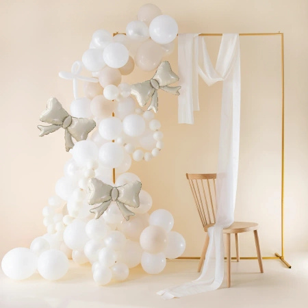 Balony foliowe kokardki beżowe 55 x 42 cm 3 sztuki 166581