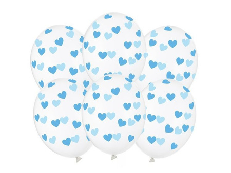 Balony w błękitne serduszka 30cm 6 sztuk SB14C-228-099B-6