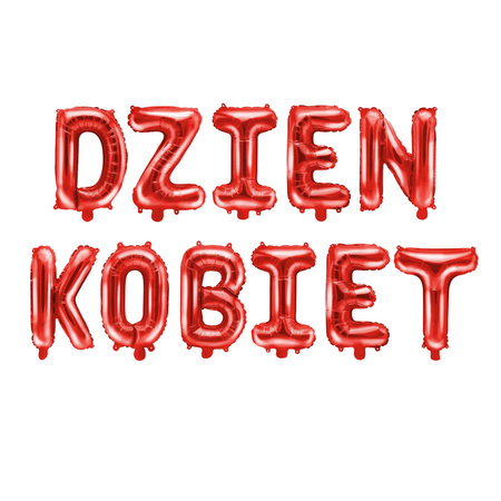 Balony DZIEN KOBIET napis foliowe czerwone 35cm FB2M-DZIEN-KOBIET-007