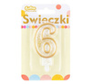 Świeczka na tort cyfra 6 złota brokatowa 1 sztuka PF-SCZK6