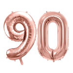 Balony na 90 urodziny różowe złoto 86cm foliowe FB1M-90-019R