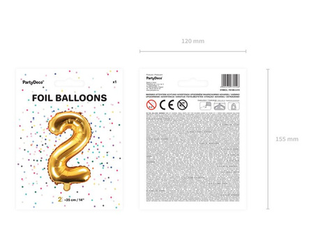 Balon foliowy 2 złoty 35cm 1 sztuka FB10M-2-019