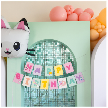 Baner urodzinowy napis Happy Birthday Koci Domek Gabi 180 cm 1 sztuka GRL129