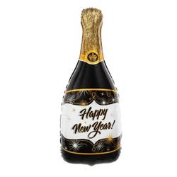 Balon foliowy Butelka szampana Happy New Year czarna 100x49cm 460520