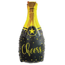 Balon foliowy Butelka szampana czarna Cheers 76 x 35cm 1szt  PF-BFCH