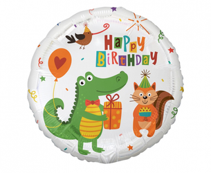 Balon foliowy Krokodyl z prezentem Happy Birthday 45cm 1 sztuka FG-OBKP
