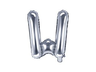 Balon foliowy W srebrny 35cm 1szt FB2M-W-018