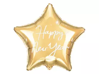 Balon foliowy gwiazda Happy New Year złota 47x50cm 1 sztuka FB148