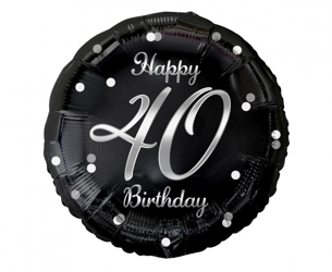 Balon foliowy na 40 Urodziny okrągły czarny 36 cm FG-O40C