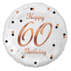 Balon foliowy na 60 urodziny biały 45cm 1 sztuka FG-O60B