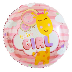 Balon foliowy na Roczek Baby Shower dziewczynki Baby Girl różowy 45cm 1szt FG-OBGR