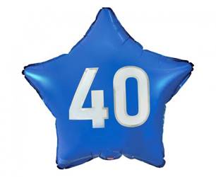 Balon foliowy niebieska gwiazda na 40 urodziny 48cm 1sztuka FG-G40B
