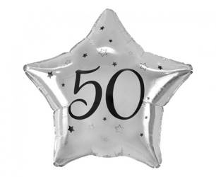 Balon foliowy srebrna gwiazda na 50 urodziny 48cm 1sztuka FG-G50C