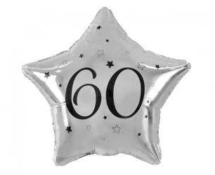 Balon foliowy srebrna gwiazda na 60 urodziny 48cm 1sztuka FG-G60C