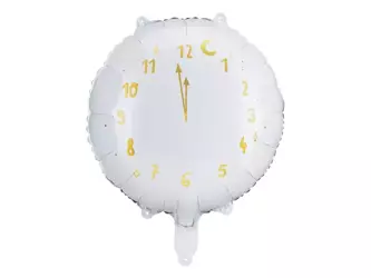 Balon foliowy zegar biały Nowy Rok 45cm FB159-008
