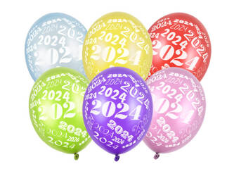 Balony 2024 kolorowe 6 sztuk SB14M-200-2024-6