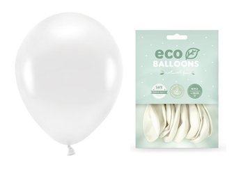 Balony Eco 30cm metalizowane białe 10 sztuk ECO30M-008-10