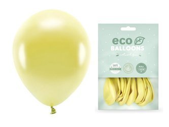 Balony Eco 30cm metalizowane jasny żółty 10 sztuk ECO30M-084J-10