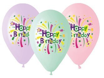 Balony Happy Birthday mix kolorów 5 sztuk GS120/751