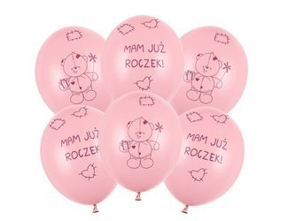 Balony Mam już Roczek różowe 6 sztuk SB14P-221-081J-6