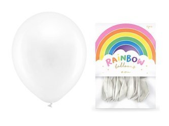 Balony Rainbow 23cm metalizowane białe 10 sztuk RB23M-008-10