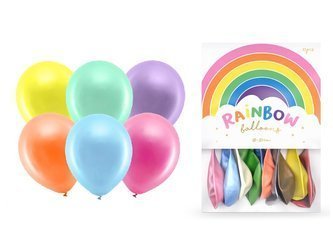 Balony Rainbow 23cm metalizowane kolorowe 10 sztuk RB23M-000-10