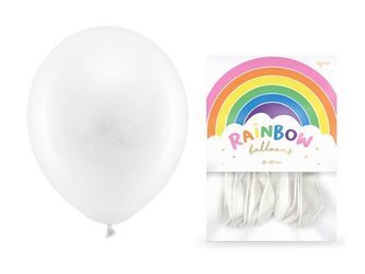 Balony Rainbow 23cm pastelowe białe 10 sztuk RB23P-008-10