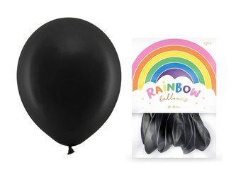 Balony Rainbow 23cm pastelowe czarne 10 sztuk RB23P-010-10