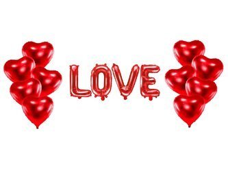 Balony foliowe napis LOVE serca czerwone SL10