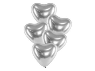 Balony glossy serca srebrne 27cm 5 sztuk BAL8887