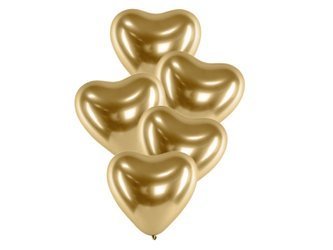 Balony glossy serca złote 27cm 5 sztuk BAL8888