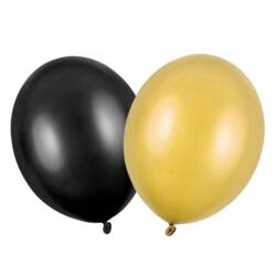Balony metaliczne czarne i złote 27cm 20 sztuk BALONY-5