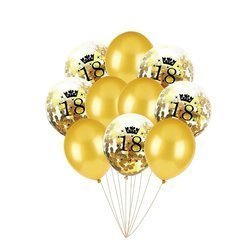 Balony na 18 urodziny złote 10 sztuk 400122