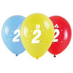 Balony na 2 urodziny kolorowe 3 sztuki KB1917-2-9944