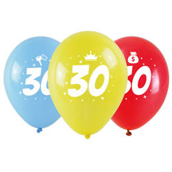 Balony na 30 urodziny kolorowe 3 sztuki KB2006-30-9944